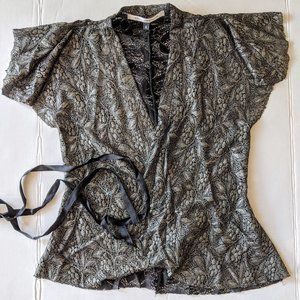 Diane Von Furstenberg Metallic Bat Wing Blouse